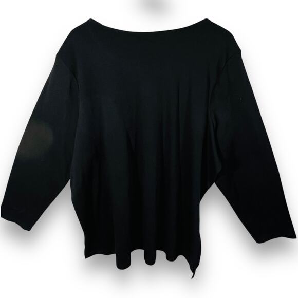 Quacker Factory T-Shirt Top Black Rhinestone 3/4 Sleeve Womens 3X Round Neck NWT - Picture 4 of 8